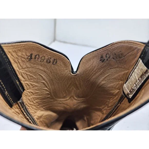 Rios of Mercedes Mens Eel Skin Exotic Cowboy Western Boots Black Size 9 - Picture 10 of 10